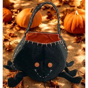 Pottery Barn Kids Halloween Spider Trick Or Treat Bag Stitched Cute Dangle Legs
